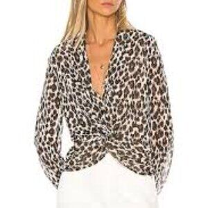 Heartloom Black and White V-Neck Bishop Sleeve Blouse Size M